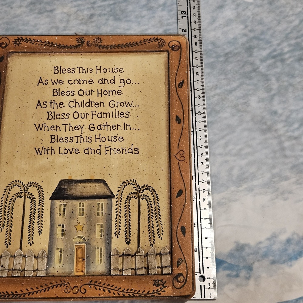 Bless‎ This House Wooden Wall Sign Primitive Farmhouse Decor 9x12 - Picture 5 of 6